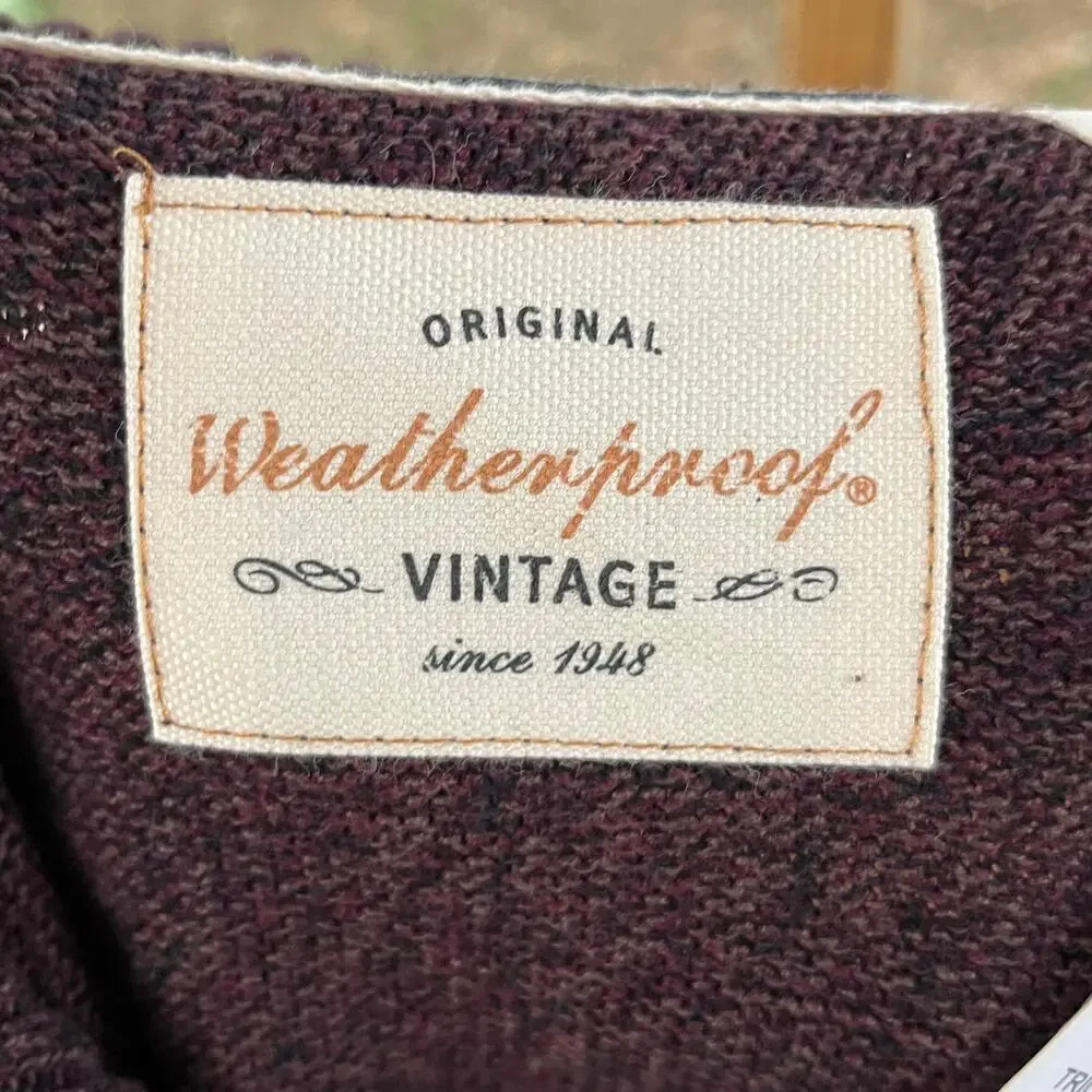 Weatherproof Vintage Men's Brown Henley Neck Pullover Sweater Size M. NEW